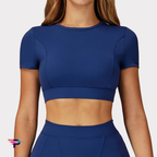 Top Deportivo Manga Corta Crop Mujer