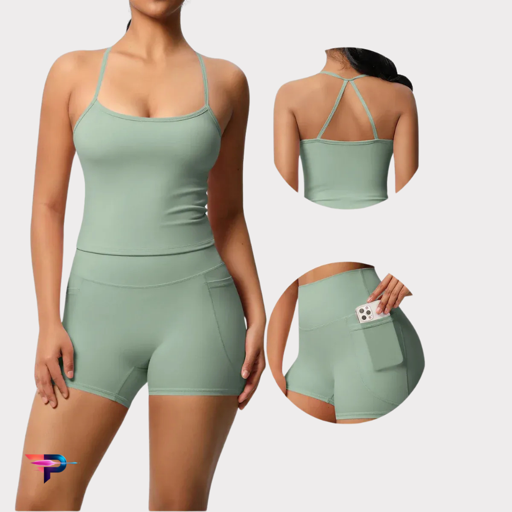 AirFlex - Conjunto Deportivo Mujer Top y Shorts Compresión