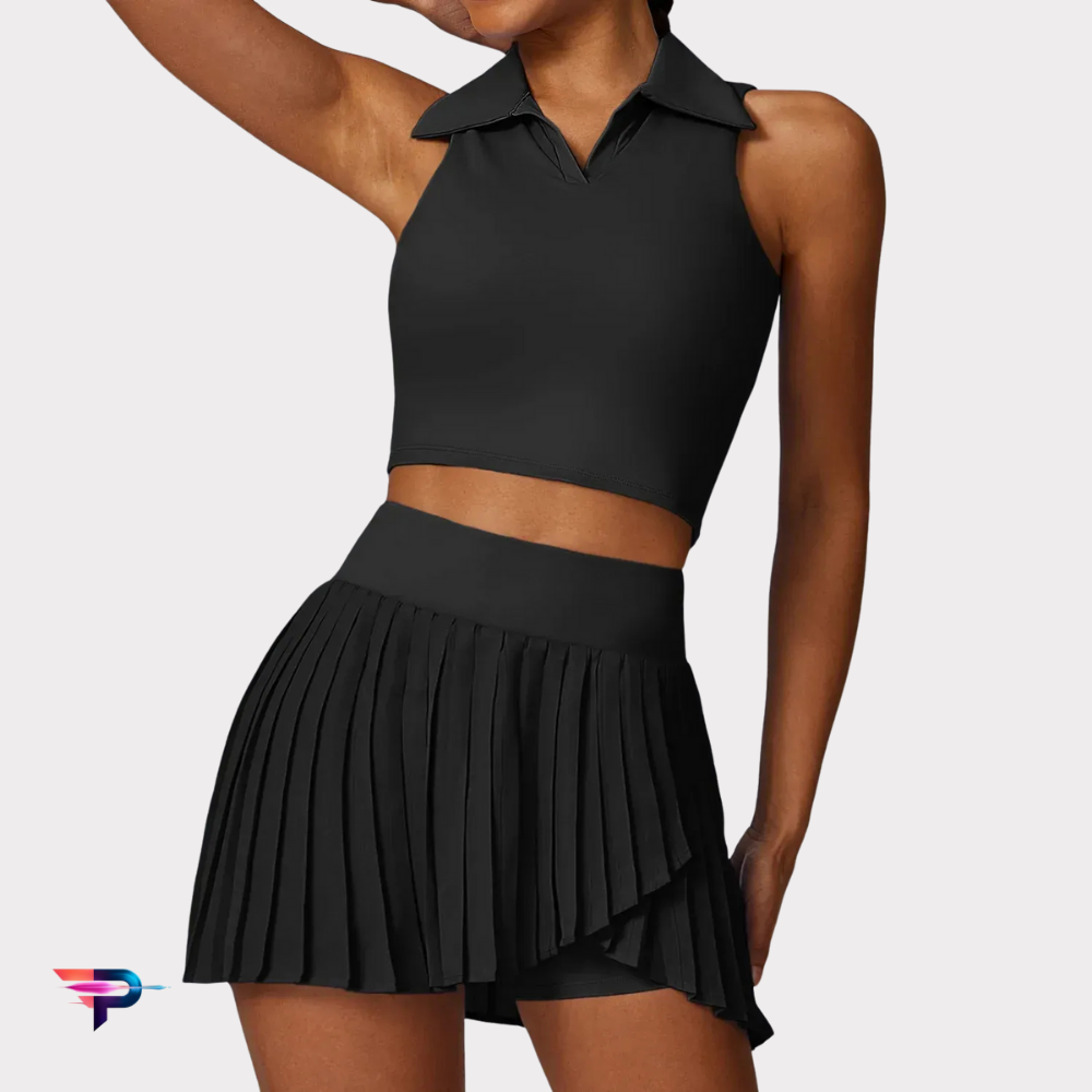 Conjunto Deportivo 2 Piezas: Top Fitness + Falda Short de Alto Rendimiento