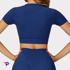 Top Deportivo Manga Corta Crop Mujer