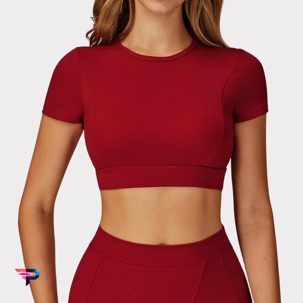 Top Deportivo Manga Corta Crop Mujer