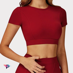Top Deportivo Manga Corta Crop Mujer